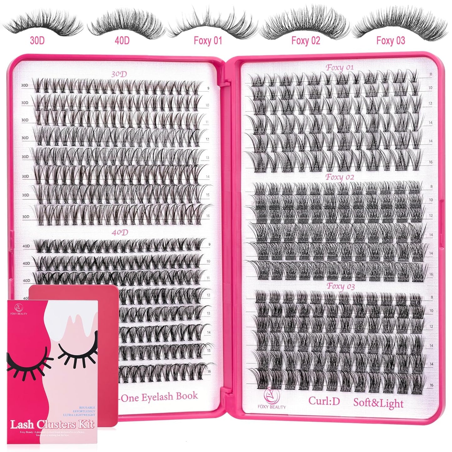 Foxy Beauty Wispy Lash Clusters - 536Pcs Natural 8-16MM EyeLash Clusters 30D 40D & Foxy Lashes For Natural Look D Curl Lash Clusters For DIY Lashes At Home