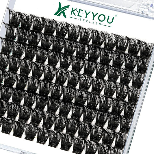 Lash Clusters 96pcs Individual Lashes Y01 D Curl 14mm Eyelash Clusters KEYYOU Volume Wispy Lash Extension Soft&Comfortable Easy DIY at Home(Y01,D-14mm)
