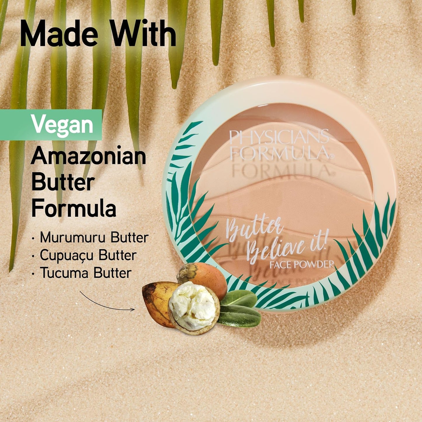 Physicians Formula Murumuru Butter Believe It! Pressed Face Powder, Buildable Coverage with Creamy Finish, Enriched with Amazonian Butters – Creamy Natural