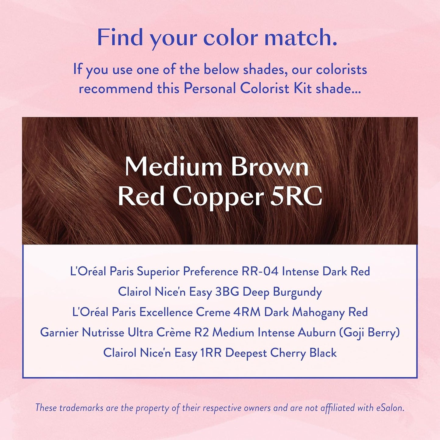 eSalon Permanent Hair Color & Hair Dye Complete Kit - Medium Brown Red Copper - Personal Colorist Kit for Up To 100% Gray Coverage for All Hair Types - Professional-Grade Ammonia-Free Hair Dye