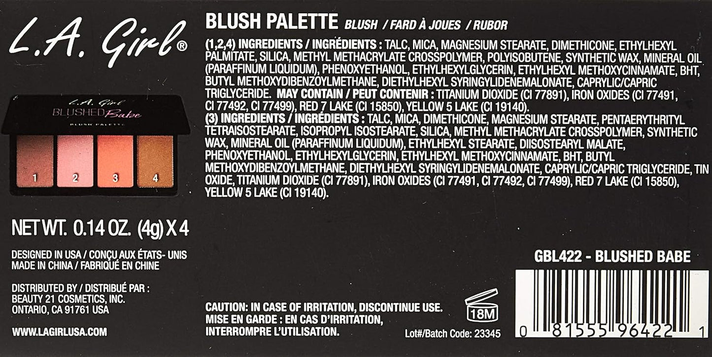 L.A. Girl Fanatic Blush Palette, Blushed Babe Pinks, 1 oz